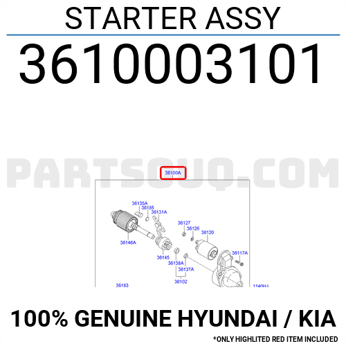 Máy Đề Khởi Động 1.2 Kia Morning / Picanto Mã phụ tùng 3610003101