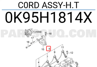 Dây Cao Áp 2.5L (3 Sợi) Vế Phải Kia Carnival Mã phụ tùng 0K95H1814XA