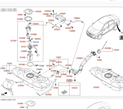 Mô Tơ Bơm Xăng Kia Rio Mã phụ tùng 311111R000