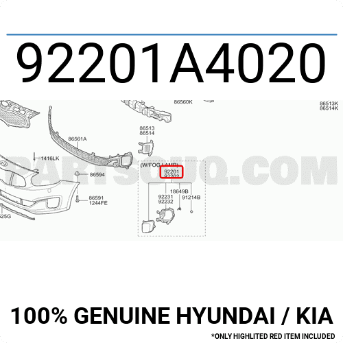 Đèn Gầm Trái Kia Carens / rondo Mã phụ tùng 92201a4020
