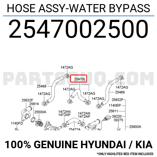 Ống Nước Nhỏ Kia Morning / Picanto Mã phụ tùng 2547002500