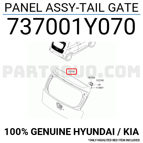 Cửa Hậu Kia Morning / Picanto Mã phụ tùng 737001Y070
