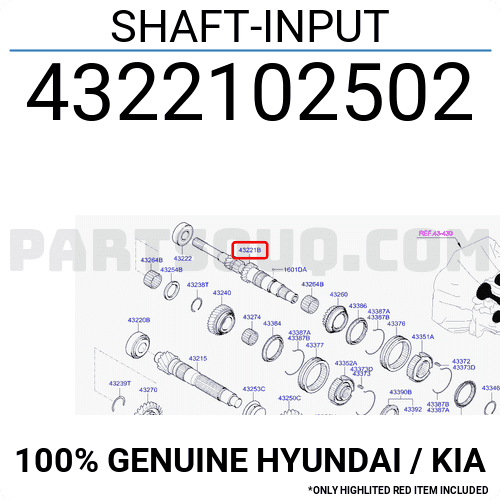 Trục Đầu Vào Hộp Số Sàn Kia Morning / Picanto Mã phụ tùng 4322102502