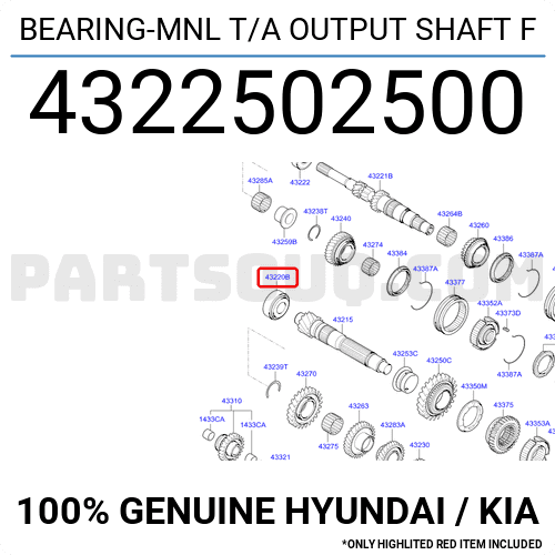 Bạc Đạm Trước Trục Thứ Cấp Hộp Số Kia Morning / Picanto Mã phụ tùng 4322502500