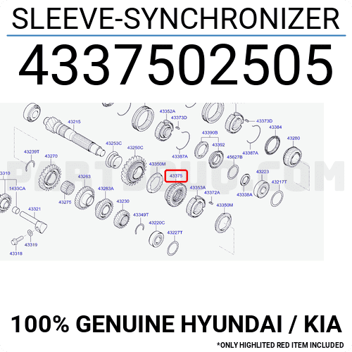 Bánh Răng Trượt Và Vành Đồng Tốc Kia Morning / Picanto Mã phụ tùng 4337502505