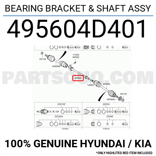Trục Láp Trung Gian 2.7 Kia Carnival Mã phụ tùng 495604D401