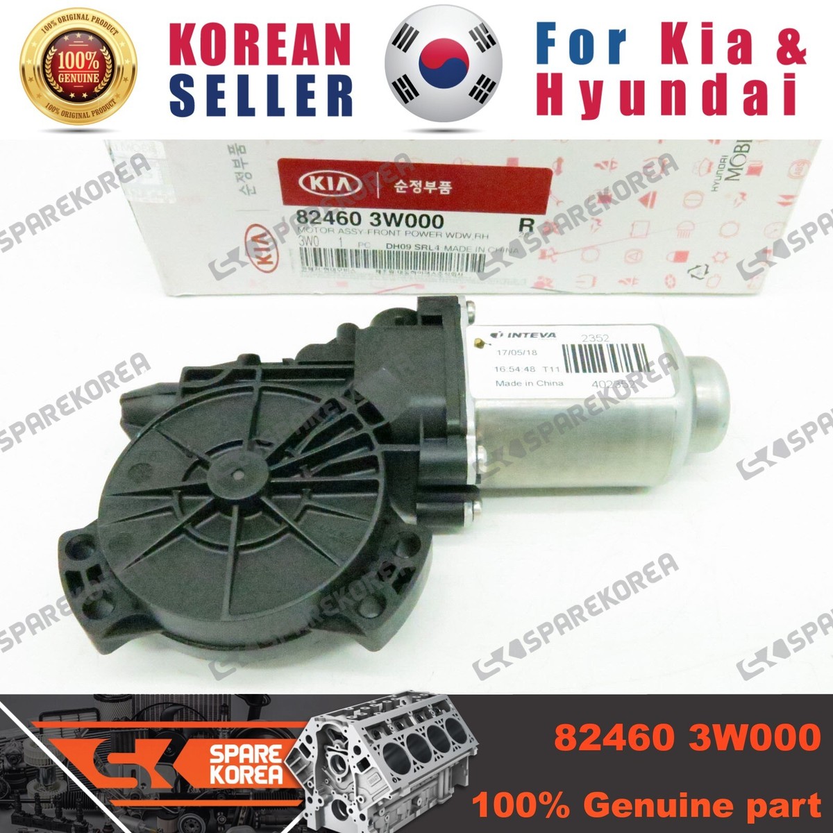 Mô Tơ Nâng Hạ Kính Cánh Cửa Trước Phải Kia Sportage Mã phụ tùng 824603w000