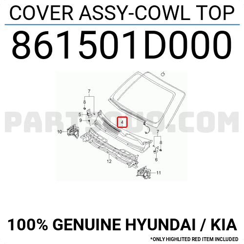 Ốp Chân Kính Chắn Gió Kia Carens / rondo Mã phụ tùng 861501D000