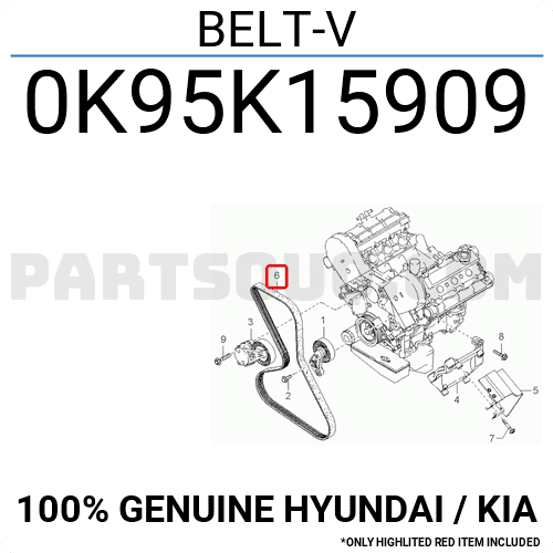 Dây Curoa Tổng K5 Kia Carnival OEM 0k95k15909-KR