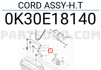 Dây Cao Áp Kia Spectra Mã phụ tùng 0K30F18140