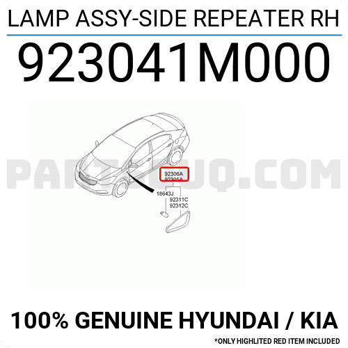 Đèn Xi Nhan Tai Xe Kia Carens / rondo Mã phụ tùng 923041M000