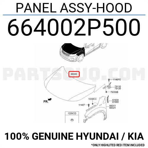 Nắp Ca Pô Kia Sorento Mã phụ tùng 664002p500