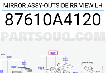 Gương Chiếu Hậu Trái Kia Carens / rondo Mã phụ tùng 87610a4120
