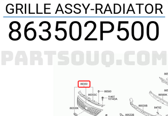 Ca Lăng Kia Sorento Mã phụ tùng 863502p500-01