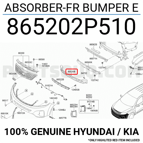 Xốp Đệm Ba Đờ Xốc Trước Kia Sorento Mã phụ tùng 865202p510