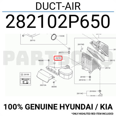 Ống Hút Gió Vào Hộp Lọc Gió Kia Sorento Mã phụ tùng 282102P650